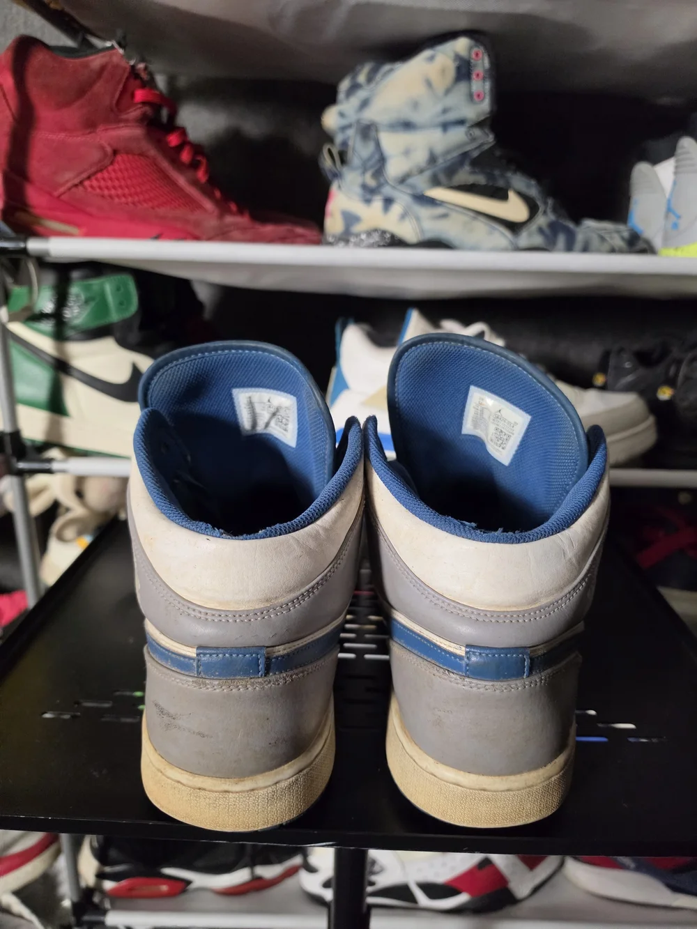 🔥 Nike Air Jordan 1 Mid White Gray Blue Athletic Shoes Men Size 11